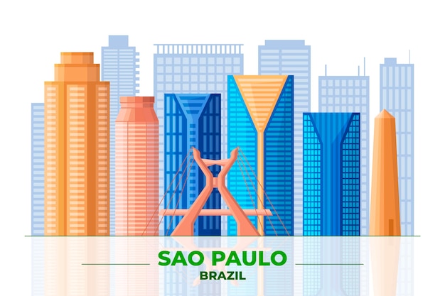 無料ベクター サンパウロと様々な建物の正面図