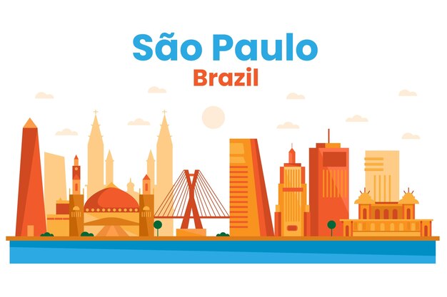 Sao paulo skyline in gradient orange tones