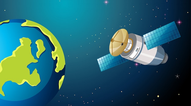 Free vector satellite and earth scene