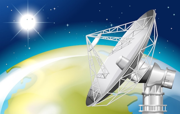 Free vector a satellite in the outerspace