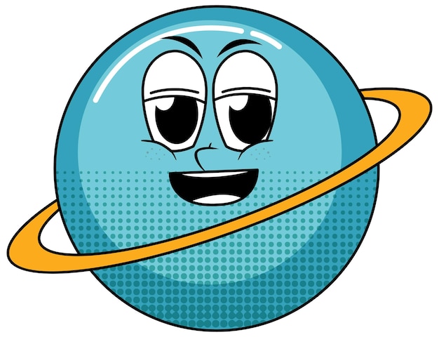 Free vector saturn cartoon character on white background