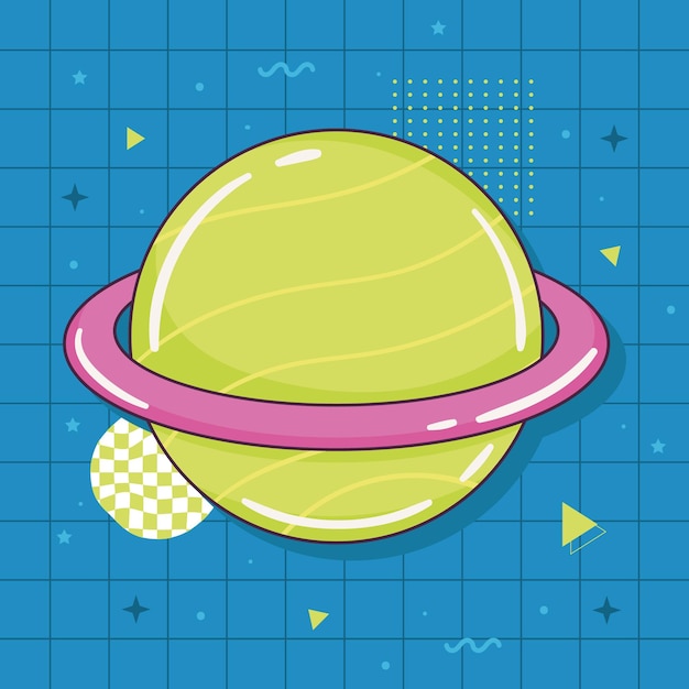 Free vector saturn planet retro style