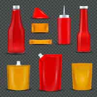 Free vector sauce bottles packages transparent background