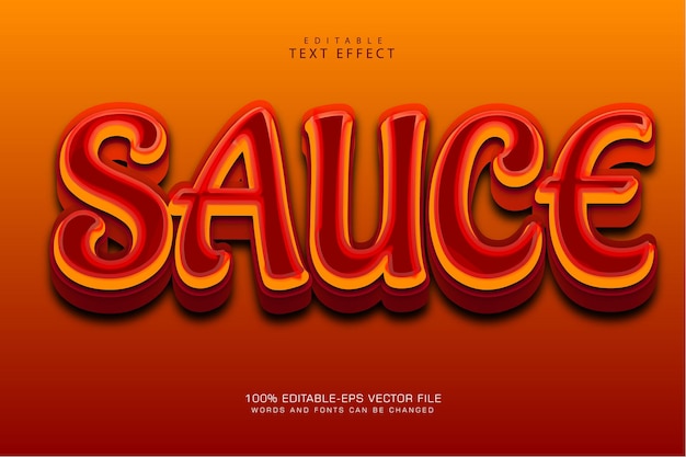 Sauce editable text effect 3 dimension emboss modern style Premium Vector