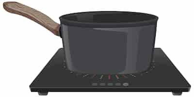 Free vector sauce pan on induction stove