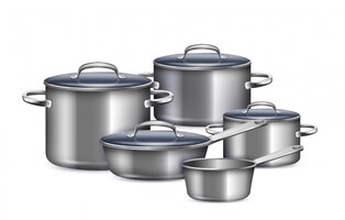 saucepan set for cooking breakfast lunch and dinner realistic