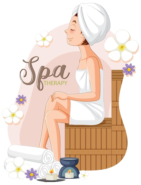 Free vector sauna woman wearing towel