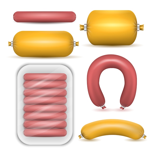 Sausage products isolated set