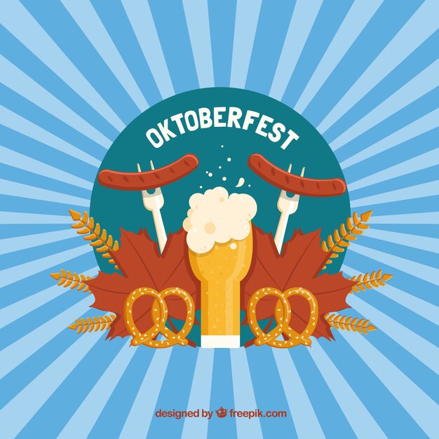 Free vector sausages and beer to celebrate the oktoberfest