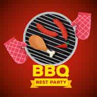 Free vector sausages and thigh grill with bbq preparation