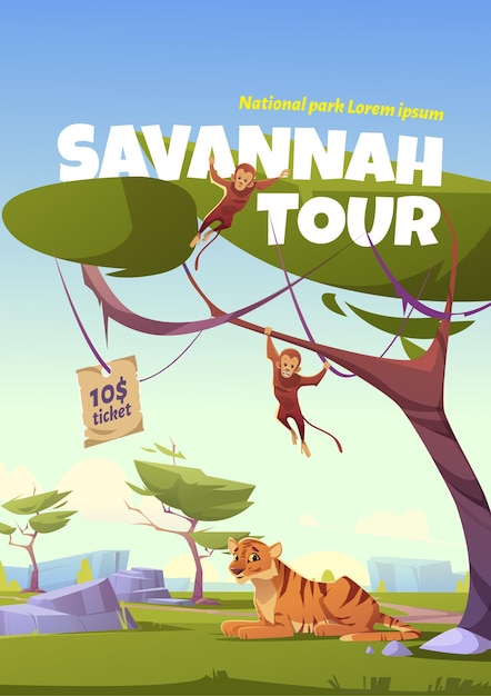 Free vector savannah tour poster