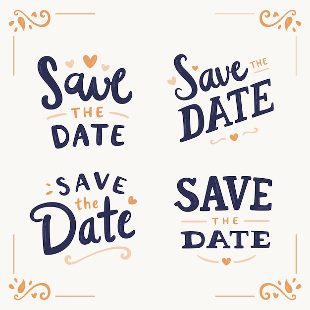 Save the date beautiful lettering collection