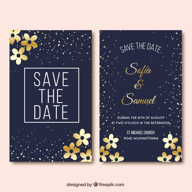 Save the date card in flat style