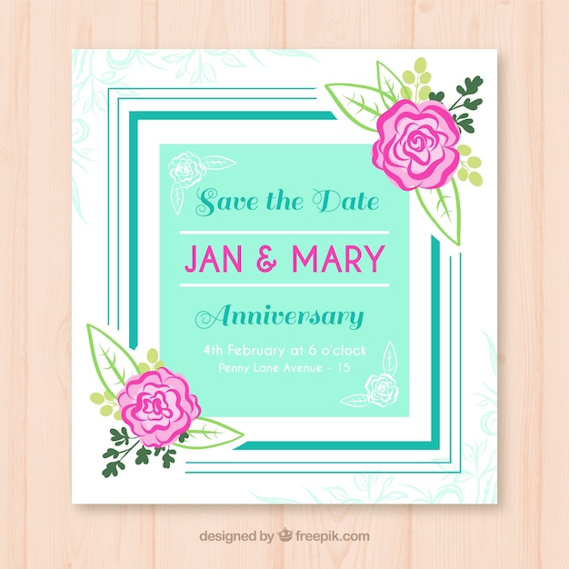 Save the date card with floral ornaments