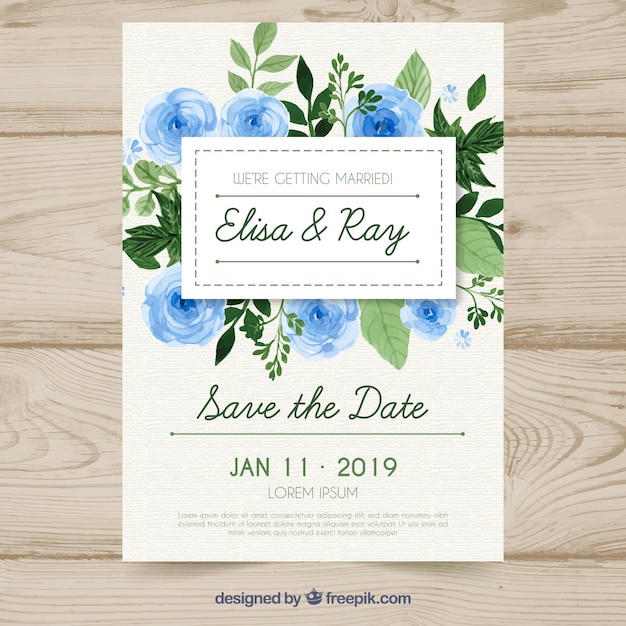 Free vector save the date card with floral style