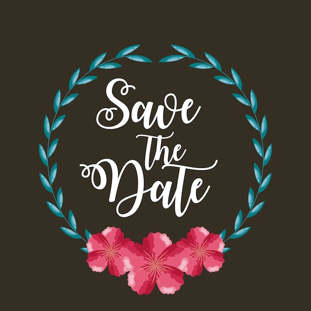 Free vector save the date card with flowers and foliage