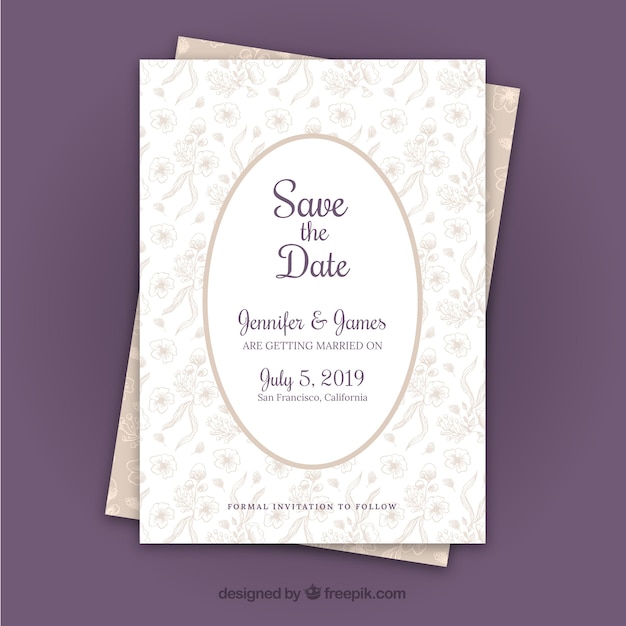 Free vector save the date card with flowers