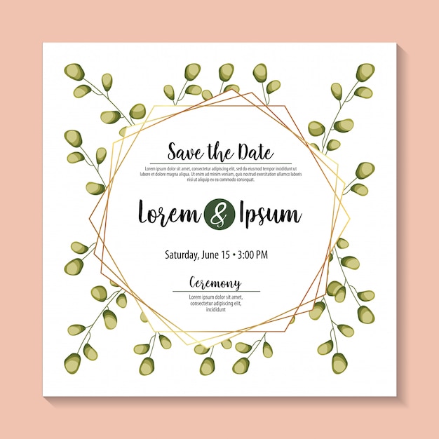 Save the date card with  foliage