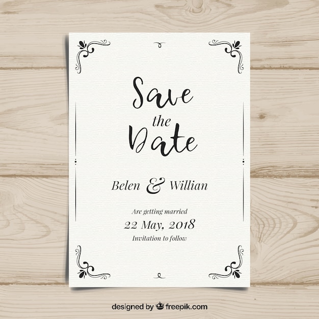 Save the date card with ornaments