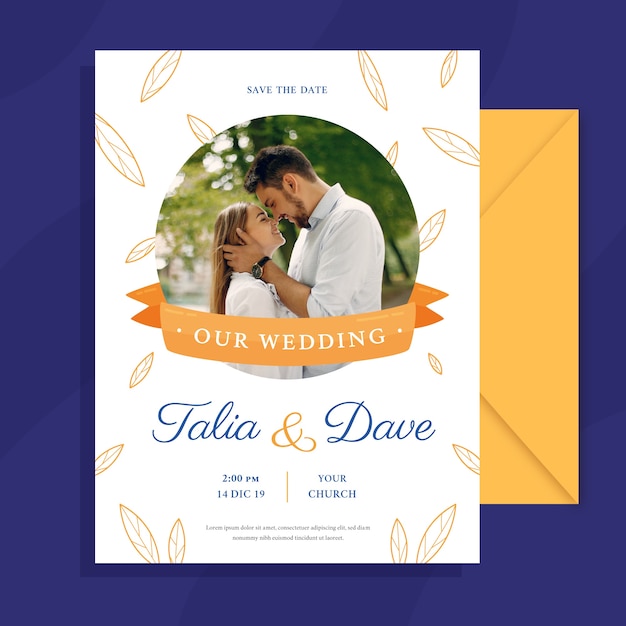 Free vector save the date card with picture