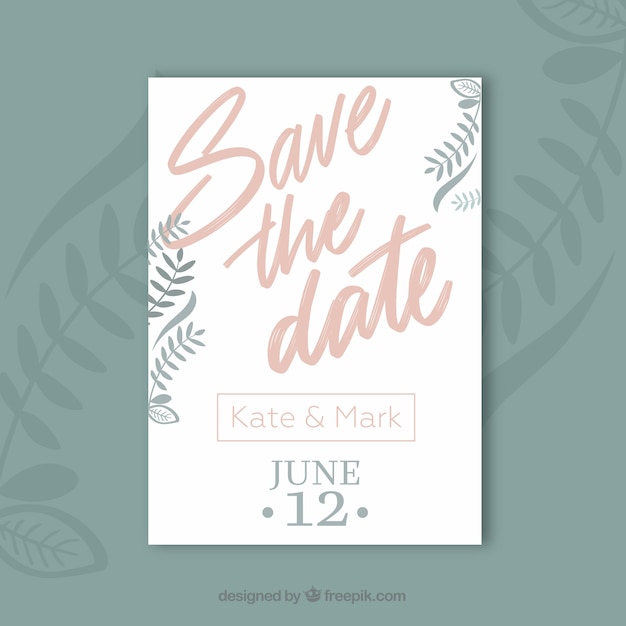 Free vector save the date card with plants