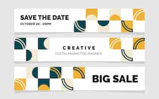 Free vector save the date creative digital marketing and big sale geometric banner vector illustration