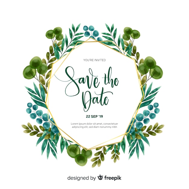 Free vector save the date invitation card template