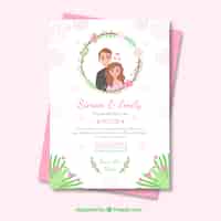 Free vector save the date invitation with cute couple