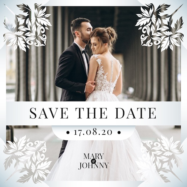 Free vector save the date invitation with photo design