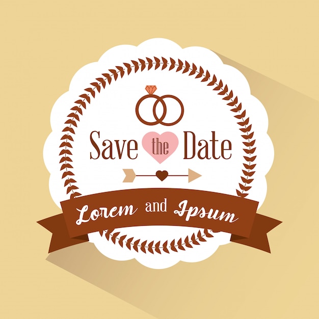 Save the date invitation with retro badge