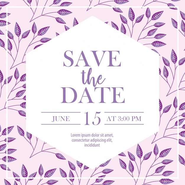 Save the date label with foliage