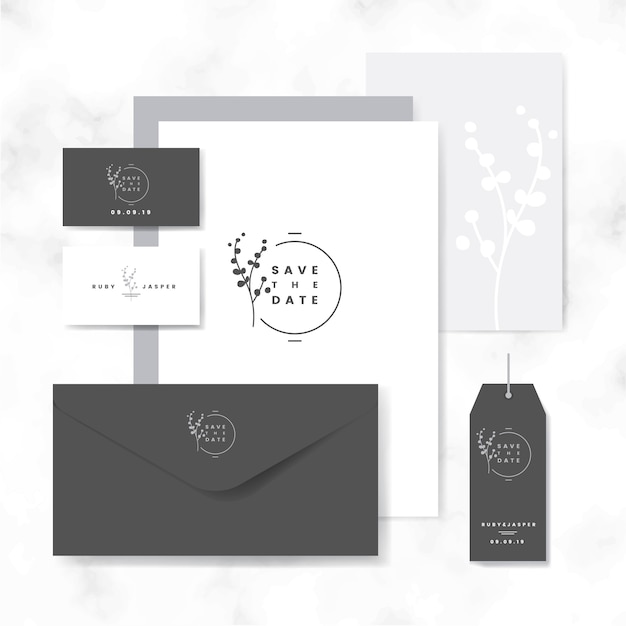 Free vector save the date layout set vector