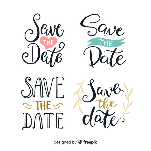 Free vector save the date lettering collection