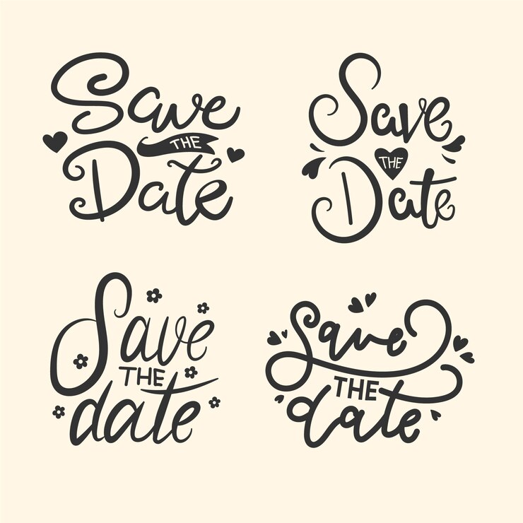 Free Vector save the date lettering collection