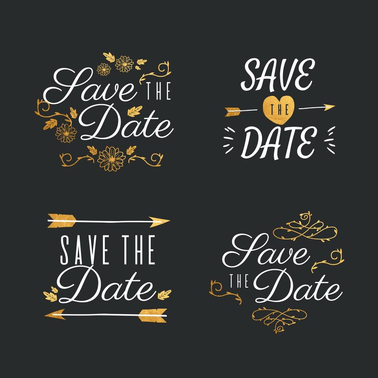 Free Vector save the date lettering collection