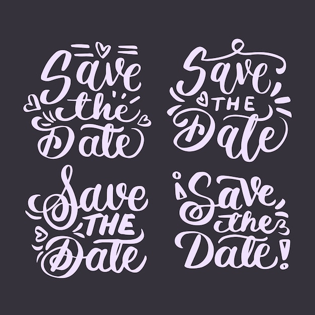 Free vector save the date lettering collection