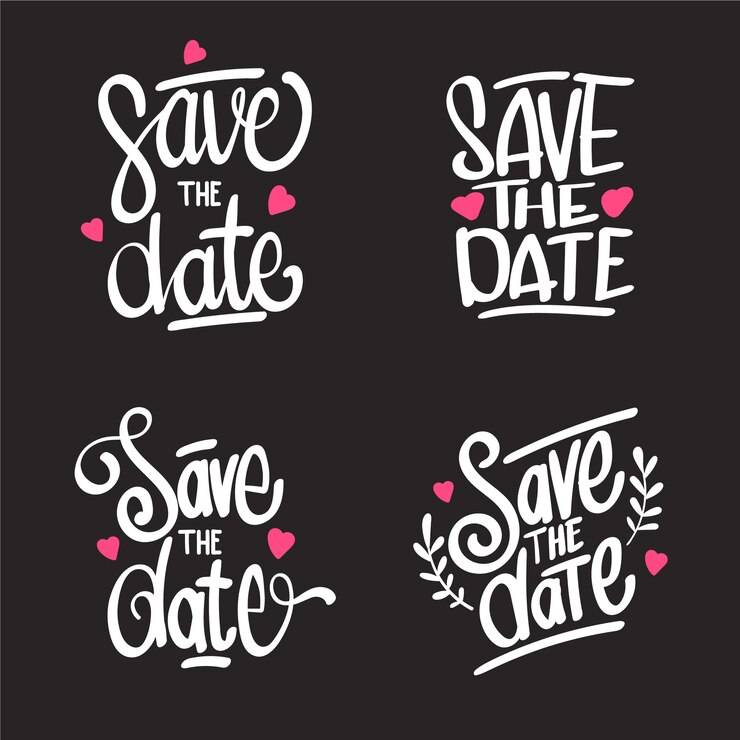 Free Vector save the date lettering collection
