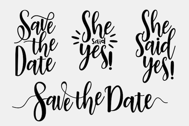 Free vector save the date lettering collection