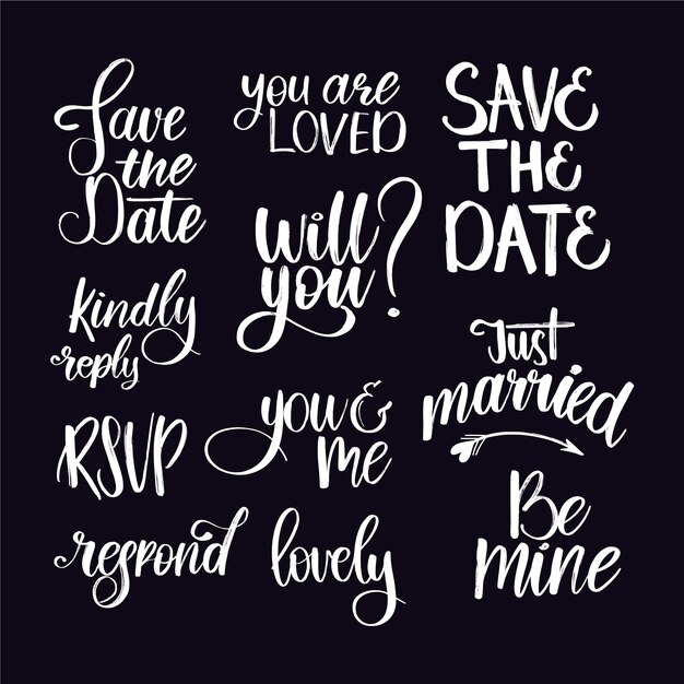 Free vector save the date lettering collection