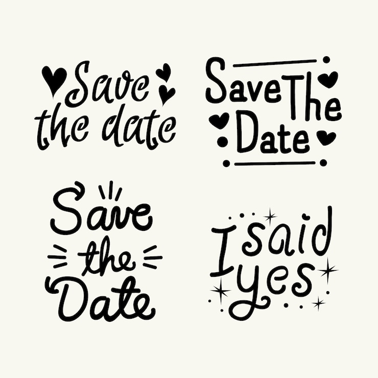 Free Vector save the date lettering design