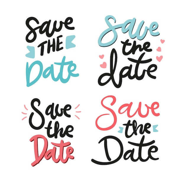 Save the date lettering illustration collection