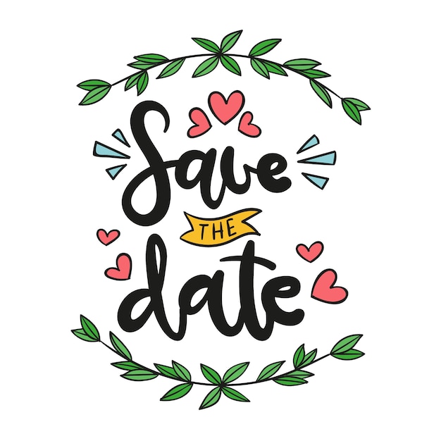save the date lettering illustration