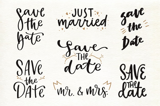 Free vector save the date lettering pack