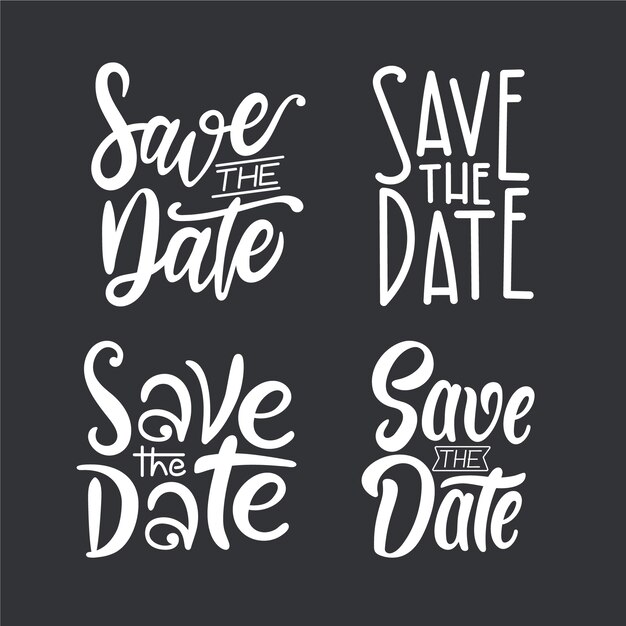 Free vector save the date lettering pack