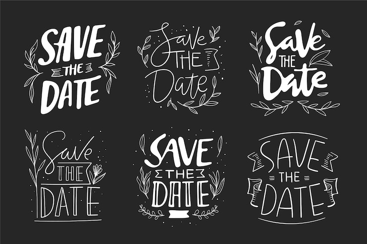 Free Vector save the date lettering pack