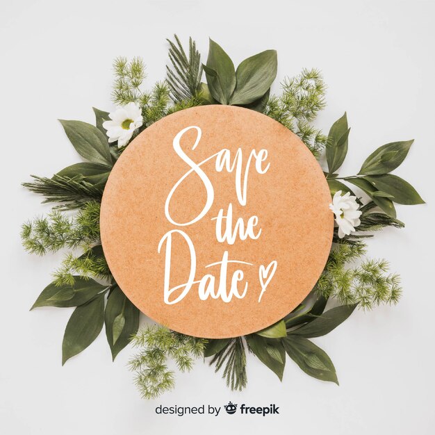 Save the date lettering on photo background