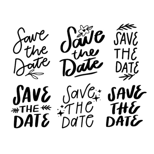 Free vector save the date lettering set