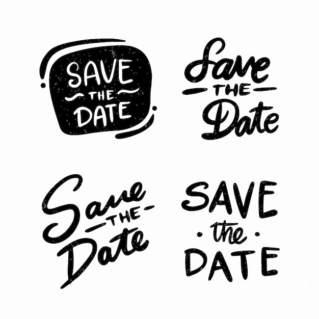 Free vector save the date lettering set