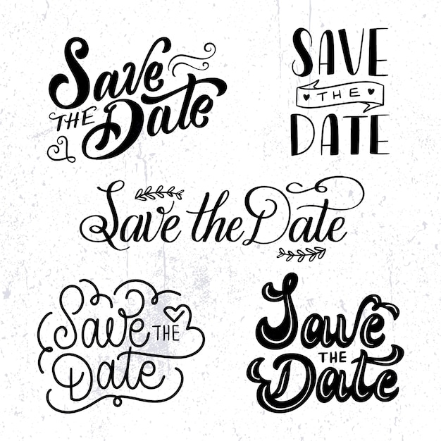 Free vector save the date lettering set