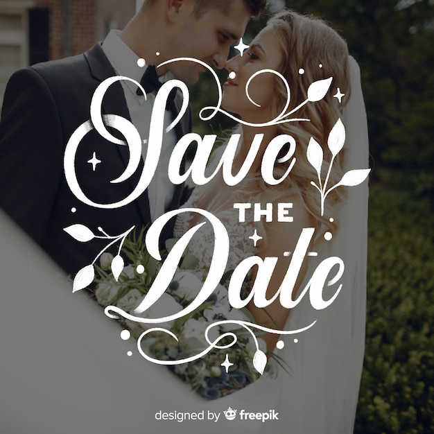 Save the date lettering on wedding image